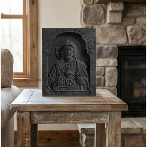 Sacred Heart of Jesus relief plaque sculpture