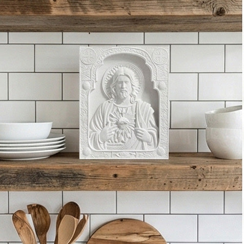 Sacred Heart of Jesus relief plaque sculpture