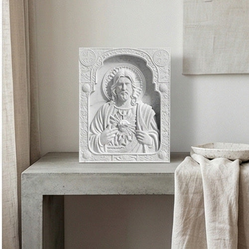 Sacred Heart of Jesus relief plaque sculpture