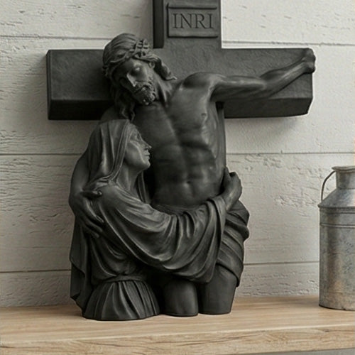 Jesus Mary Cross Statue