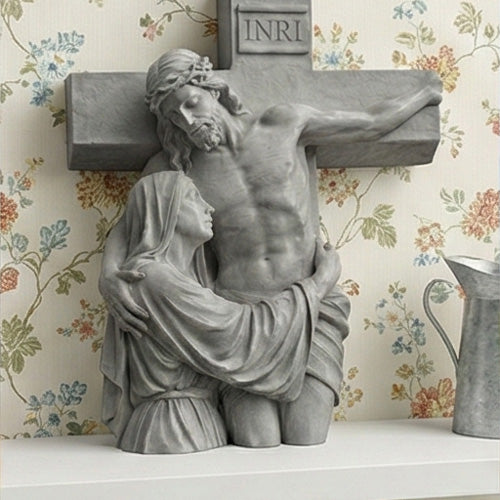 Jesus Mary Cross Statue