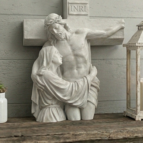 Jesus Mary Cross Statue