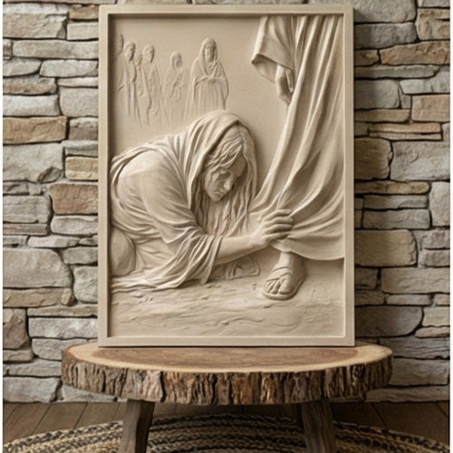 Jesus Robe Woman Relief