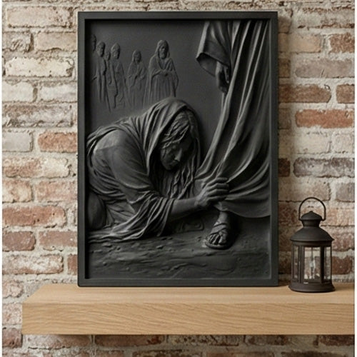 Jesus Robe Woman Relief