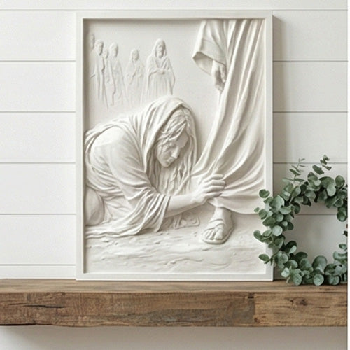Jesus Robe Woman Relief