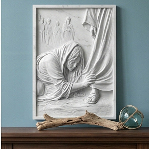 Jesus Robe Woman Relief